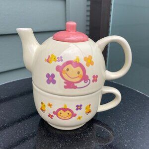 Vtg Chi Chai Monchan Teapot Cup Set Tea For One Sanrio 2005 Stacking Ceramic